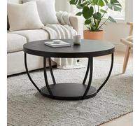 Home Collective Table basse ronde - Diamètre : 80 cm - Table d'appoint moderne avec 2 étagères - Table de salon avec structure en métal de 46 mm - Plateau de table de 46 mm - Table d'appoint idéale