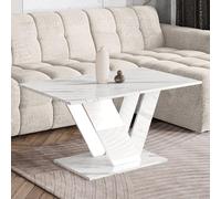 Home Collective Table basse, table d'appoint, table de salon, table de canapé, décoration moderne, plateau de sol robuste, facile d'entretien, 100 x 60 x 55 cm, aspect marbre blanc