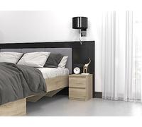 Home Collective Table de chevet, avec 2 tiroirs, petite table d'appoint, étroite, 30 x 30 x 40 cm, en bois Sonoma