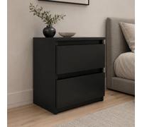 Home Collective Table de chevet avec 2 tiroirs - Table d'appoint - Console de chevet - Meuble de chambre à coucher - Design moderne sans poignée - Noir