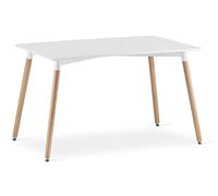 Home Collective Table de Cuisine Table de Salle à Manger Petite 120cm de Longueur + 80cm de Largeur Blanc avec Pieds en Bois Massif Naturel