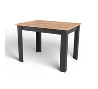 Home Collective Table de salle à manger, table de cuisine, plateau en chêne, table à manger en bois, 120 x 80 x 75 cm, épaisseur 18 mm, cuisine, salon, chêne et noir