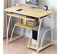 Home Computer Desk Desk Modern Computer Desk Workstation Study Writing Table Home Office Furniture with Keyboard Bracket PC Metal 71Cm Brass No (Yellow No)