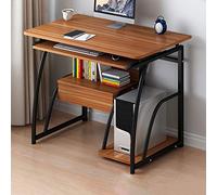 Home Computer Desk Desk Modern Computer Desk Workstation Study Writing Table Home Office Furniture with Keyboard Bracket PC Metal 71Cm Brass No (Brass with Drawer)