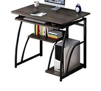 Home Computer Desk Desk Modern Computer Desk Workstation Study Writing Table Home Office Furniture with Keyboard Bracket PC Metal 71Cm Brass No (Black No)