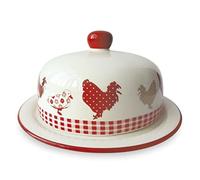 HOME Country Assiette, Faience, Rouge/Ivoire, 18 cm