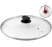 HOME Couvercle avec Bord en Acier INOX, Plastique/Verre, Transparente/Noir, 38 cm