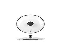 Home Couvercle en Verre avec Bord Acier, Transparent, 26 cm
