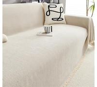 Home Couvre Canapé avec Franges, Couvre Lit Imperméable, Multifonction Jeté De Canapé Grande Taille, Plaid Chevrons, Couvre-lit Por Canape À Housse, Jeté De Lit Ou Jeté De Canapé(White,180cm x 340cm)