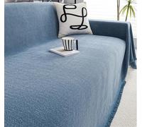 Home Couvre Canapé avec Franges, Couvre Lit Imperméable, Multifonction Jeté De Canapé Grande Taille, Plaid Chevrons, Couvre-lit Por Canape À Housse, Jeté De Lit Ou Jeté De Canapé(Blue,180cm x 340cm)