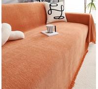 Home Couvre Canapé avec Franges, Couvre Lit Imperméable, Multifonction Jeté De Canapé Grande Taille, Plaid Chevrons, Couvre-lit Por Canape À Housse, Jeté De Lit Ou Jeté De Canapé(Orange,180cm x 340cm)