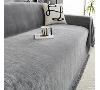 Home Couvre Canapé avec Franges, Couvre Lit Imperméable, Multifonction Jeté De Canapé Grande Taille, Plaid Chevrons, Couvre-lit Por Canape À Housse, Jeté De Lit Ou Jeté De Canapé(Grey,180cm x 300cm)