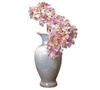 Home Crystal Decoration-Natural Amethyst Ceramic Fortune Tree & Ceramic Vase-Applicable to Living Room, Bedroom Decoration & Gifts + Complimentary Crystal Tree (13.78 in. high)