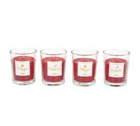 Home Deco Factory, BO0096, Bougie parfumée Traditionnelle x4 pour Noël, idéale pour créer Une Ambiance chaleureuse et Festive, brûle Lentement, Couleur Rouge, Taille Standard