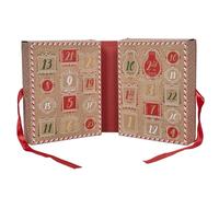 HOME DECO FACTORY, BO0158, Calendrier de l'Avent Bougie et Surprises Magiques pour Noël, Décoration Festive, Ambiance Chaleureuse, Idée Cadeau, 25 cm, Marron Rouge