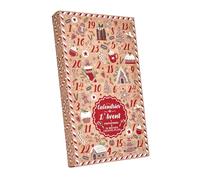 HOME DECO FACTORY, BO0161, Calendrier Bougie Parfumée Photophore Ginger, Design Élégant, Parfum de Gingembre, Idéal pour Décoration et Cadeau, Taille 217x37 cm, Couleur Marron Rouge