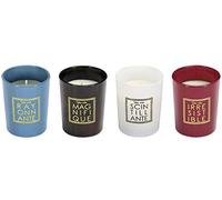 Home Deco Factory BO5444 Bougies Parfumées You Are Irrésistible Coffret de 4 Assorties Fleur de Coton Pots Bleu Blanc Bordeaux Noir Doré H6 x 10 x 27 cm