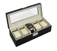 HOME DECO FACTORY Boîte à Bijoux Spéciale Montres Rangement Organisé Noir | Métal et polyuréthane, boîte à bijoux spéciale montres, rangement organisé, coussins de maintien, élégante, noir