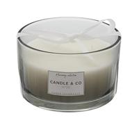 HOME DECO FACTORY Bougie Parfumée 3 Mèches Ambre Pot Verre 13 cm Gris | Cire de paraffine, bougie parfumée 3 mèches, senteur ambre, pot en verre, 13 cm, décoration tendance, gris
