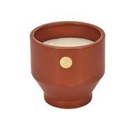 HOME DECO FACTORY Bougie Parfumée Pot Ciment Médaillon Ø 12 cm Ocre | Cire de paraffine, bougie parfumée, pot en ciment médaillon, Ø 12 cm, décoration tendance, ambiance cosy, ocre