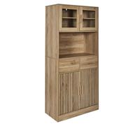 HOME DECO FACTORY - Buffet de Cuisine en Bois avec Étagères - Rangement Optimisé et Design Raffiné pour Cuisine ou Salle à Manger - 80 x 172 x 40 cm - Marron - Modèle Klaus