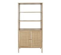 HOME DECO FACTORY - Buffet en Bois Vintage et Tropical - 3 Portes - Rangement pour Salon ou Chambre - Dimensions 80 x 37 x 163 cm - Couleur Beige - Modèle BALI
