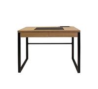 The Home Deco Factory – Bureau HD3722, bois et métal, tiroir, Marron/Noir, 100 x 50.3 x 74 cm
