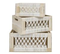 HOME DECO FACTORY Caisses gigognes en bois style bohème, Lot de 3