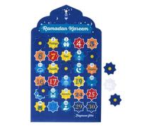 HOME DECO FACTORY, HD0036, Calendrier Ramadan 30 Jours 28x50 cm-Décoration Festive colorée et Moderne, réutilisable, idéal pour la Maison ou comme Cadeau-Bleu, Textile-Polyester