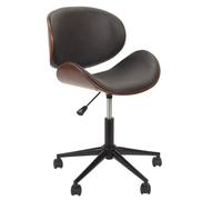 The Home Deco Factory – Chaise de bureau – Reno – Bois et PU à roulettes – Noir