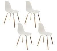 Home Deco Factory – Chaise scandinave Phenix – Pieds métal et bois de hêtre – Lot de 2 blanc
