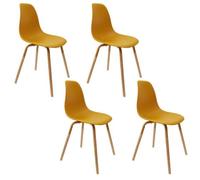 The Home Deco Factory Chaise scandinave Phenix PP pieds métal et hêtre Lot de 2 jaune moutarde