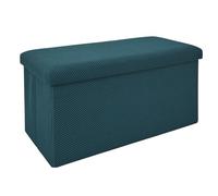 Home Deco Factory – Coffre banc pliable Atome HD0467 – 76×38×38 cm – Bleu – Assise confortable
