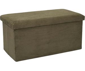 HOME DECO FACTORY Coffre Banc Pliable Côtelé Multifonction Vert | Contreplaqué et tissu côtelé, coffre banc pliable, design élégant, multifonctionnel, rangement et assise, 76x38x38 cm, vert