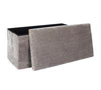 Home Deco Factory - Banc coffre pliable Scott - Côtelé - Gris - 76 x 38 x 38 cm
