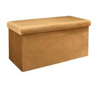 HOME DECO FACTORY - Coffre Banc Pliable en Bois Design Moderne - Espace de Rangement - Assise Confortable pour Salon ou Chambre - 77 x 38 x 38 cm - Jaune - Modèle Giulia