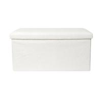 Home Deco Factory – Banc coffre pliable Bouclette – 76 x 38 x 38 cm – Hauteur assise 38 cm – Blanc