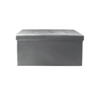HOME DECO FACTORY Coffre-banc pliable HD3405 en PU gris gain d'espace 76x37,5x37,5 cm