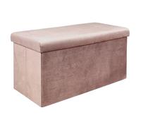 Home Deco Factory - Banc coffre de rangement Giullia - Velours côtelé - Rose poudré