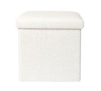 The Home Deco Factory – Pouf coffre pliable HD0058 bouclette 38x38x38 cm Blanc