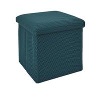 Home Deco Factory – Pouf coffre pliable "Atome" 38 cm, multifonctionnel, rangement – Bleu