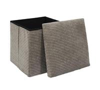 Home Deco Factory – Pouf coffre pliable Scott HD0274 – côtelé, 38x38x38 cm, taupe