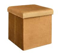 HOME DECO FACTORY - Coffre Pouf Pliable en Velours Côtelé - Rangement Moderne pour Salon ou Chambre - Toucher Doux - 38x38x38 cm - Jaune Moutarde - Modèle Giulia