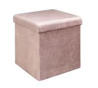 HOME DECO FACTORY - Coffre Pouf Pliable en Velours Côtelé - Rangement Pratique - Design Moderne pour Salon ou Chambre - 38 x 38 x 38 cm - Rose Poudre - Modèle Giulia