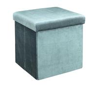 HOME DECO FACTORY - Coffre Pouf Pliable en Velours Côtelé - Rangement Pratique et Moderne pour Salon ou Chambre - Toucher Doux - 38x38x38 cm - Bleu Canard - Collection Giulia
