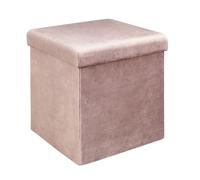 HOME DECO FACTORY Coffre Pouf Pliable Rangement Gain de Place Velours Cotele Rose