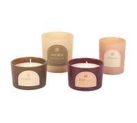 HOME DECO FACTORY Coffret de 4 Bougies Parfumées Senteurs Variées Beige | Cire de paraffine, coffret de 4 bougies parfumées, figue pivoine brume des bois bois épicé, idée cadeau, beige