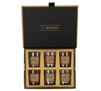 HOME DECO FACTORY Coffret de 6 Bougies Parfumées Élégantes Blanc et Marron | Verre, coffret de 6 bougies parfumées, senteurs apaisantes, design élégant, salon ou chambre, blanc et marron