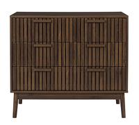 HOME DECO FACTORY - Commode élégante en Bois foncé avec tiroirs spacieux - Modèle Klaus - Design Contemporain pour Rangement Pratique dans la Chambre ou Le Salon - Couleur Foncé - 96x19x53 cm