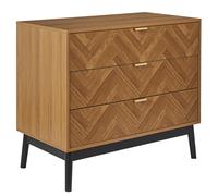 Home Deco Factory Commode HD0302 Élégante - 3 tiroirs, 90×79×49 cm, Marron Noir
